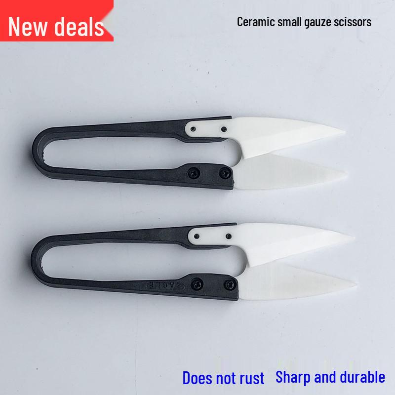 Durable U-Shaped Ceramic Thread Snippers: Sharp Gauze Scissors for Sewing & DIY Cross-Stitch. Small Ceramic Thread Snippers (Pointed)