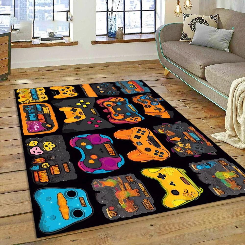 Console Gaming Carpet for Boy's Bedroom Living Room Decoration Washable Polyester Anti Slip Floor Mat Sofa Decor Big Size Rug