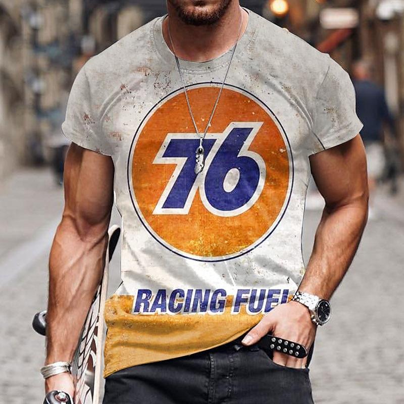 Men's Graphic Color Block Letter T shirt Distressed T Shirt Short Sleeve T shirt 3D Print Crew Neck