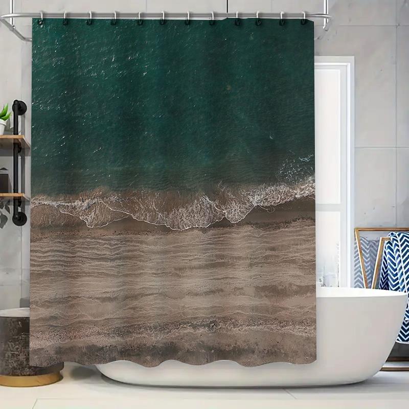

High-Quality Waterproof Shower Curtain With Wave Pattern Home Decoration Accessories For Bathroom W60H190(CM)-1 Pcs