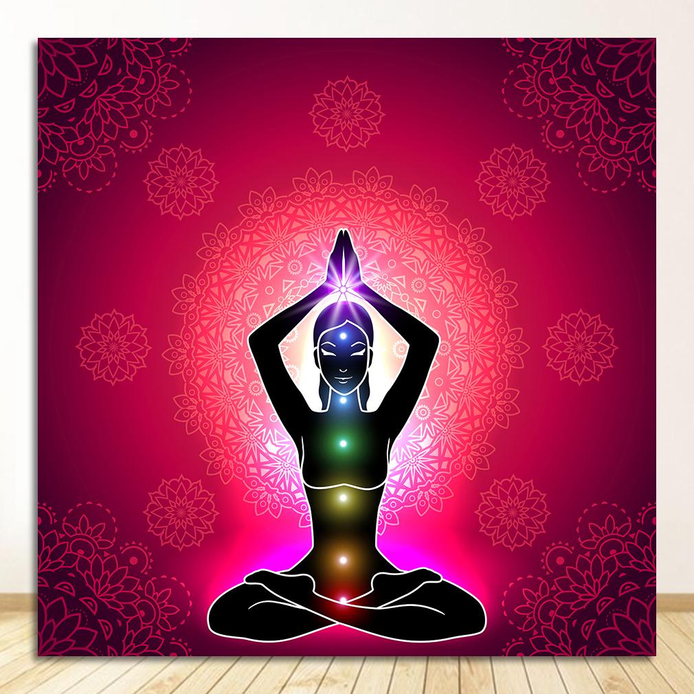 Buddha Statue Meditation 7 Chakra Mandala Psychedelic Yoga Boho Wall Art Paintings Décor Canvas Posters Prints Indian