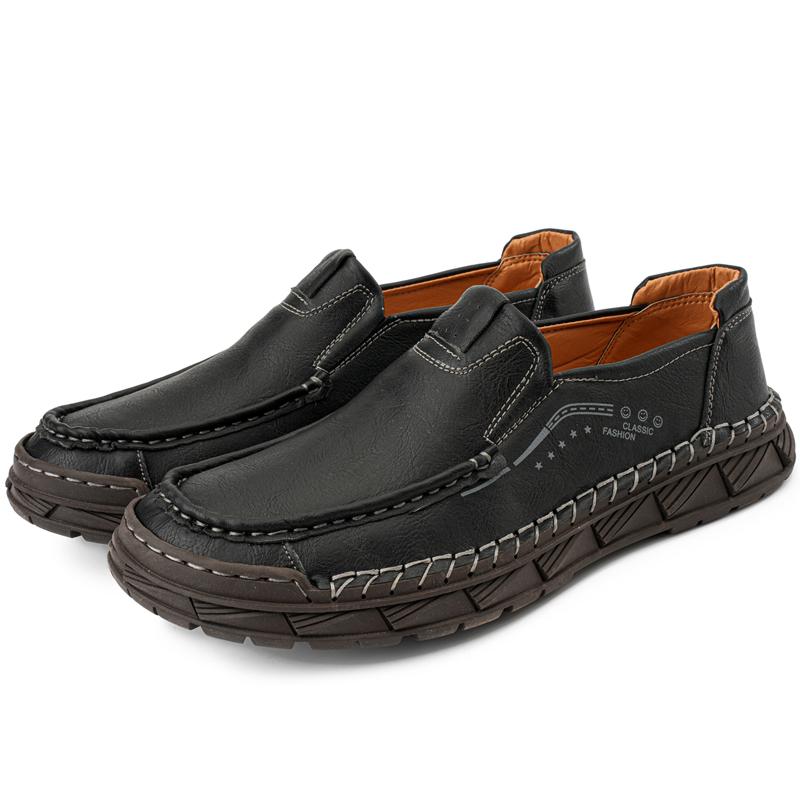 Golden Sapling Man Soft Leather Loafers Outdoor Retro Basic Boat Driving Shoes for Men Anti-slip Flats Male Casual Footwear 2025