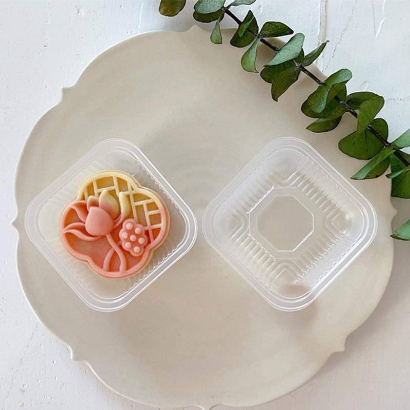 Ergonomic Handle Stamp Set Durable Mooncake Molds Lotusflower Shaped ABS Material Perfect Gift for Pastry Enthusiasts