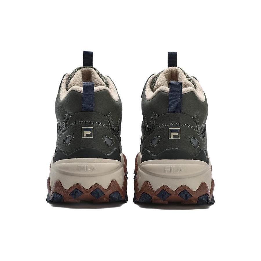 Fila Oakmont Fabric Synthetic Leather Suede Comfortable Versatile Wear-Resistant Lightweight High-Top Dad Shoes Men sneaker Dark-Green F12M342127FMP