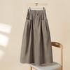 Women's Loose A-line Midi Skirt with Pockets