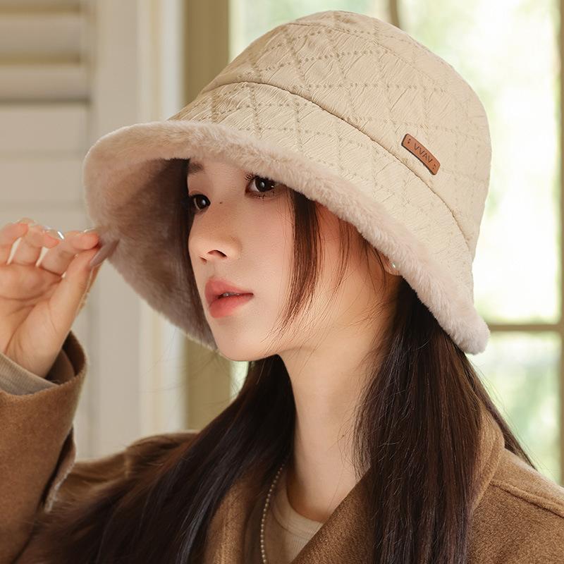 Japanese Autumn and Winter New Velvet Thickened Fisherman Hat Windproof and Warm Hat Women's Face Small Bucket Hat Casual Basin Hat