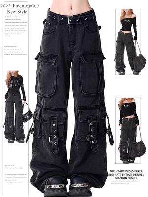 Men's Trendy Loose-Fit Straight-Leg Denim Jeans with Multi-Pocket Design