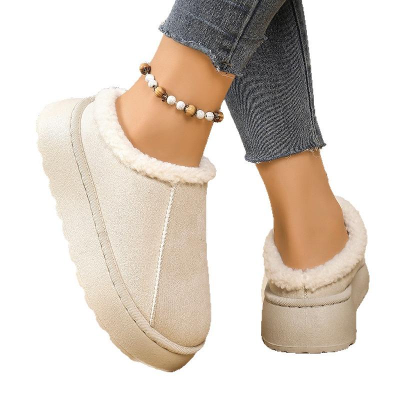 Fashion Winter 2025 Warm Fluffy Woman Slippers Soft Bottom Non Slip Thick Plush Clogs Women Casual Platform House Inddor Shoes Slides