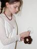 Slowslowly Wool 100% Handmade Crochet Dasy Big Flower Keyring _ Brown