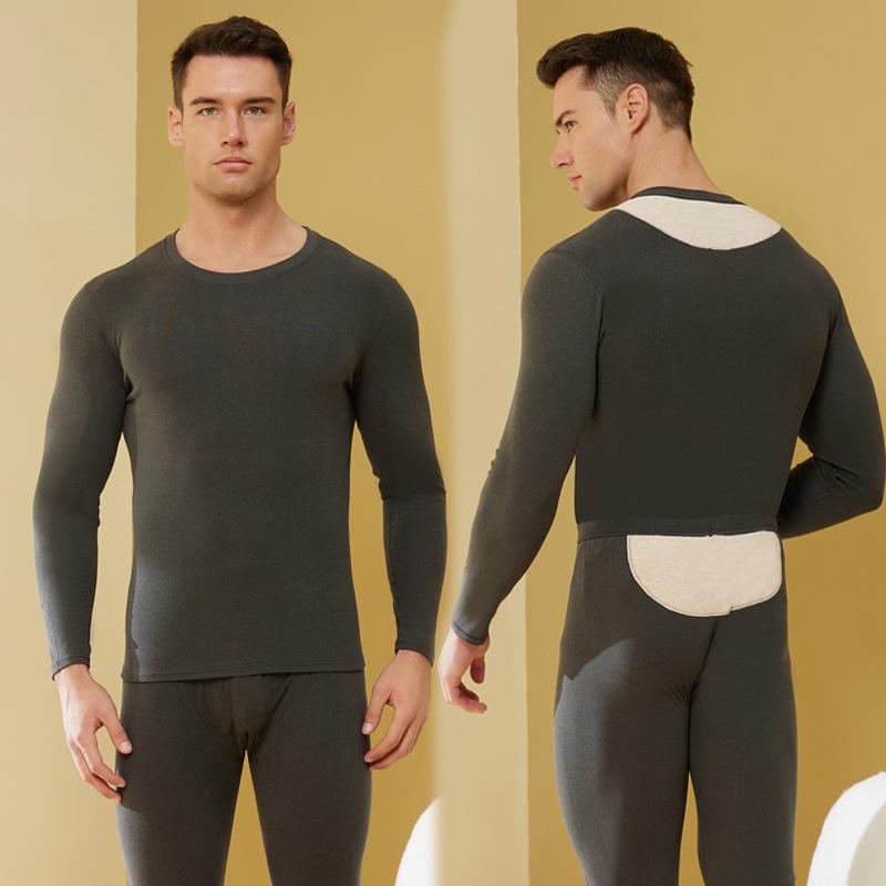 Women's Cashmere Silk Warm Underwear Set: Dual-Sided Brushed Pants & Top for Waist and Abdomen Support.