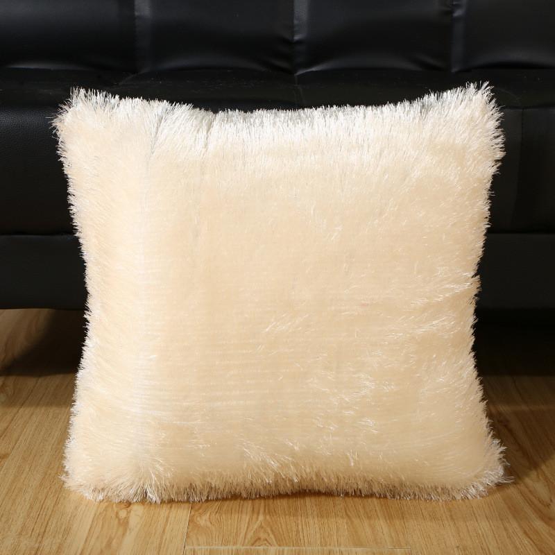 43x43cm Soft Long Plush Solid Color Sofa Winter Decoration Pillowcase Home Living Room Cushion Cover