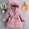Girls Winter Thicken Keep Warm Jacket Hooded Zipper Fur Collar Outerwear Children Clothing