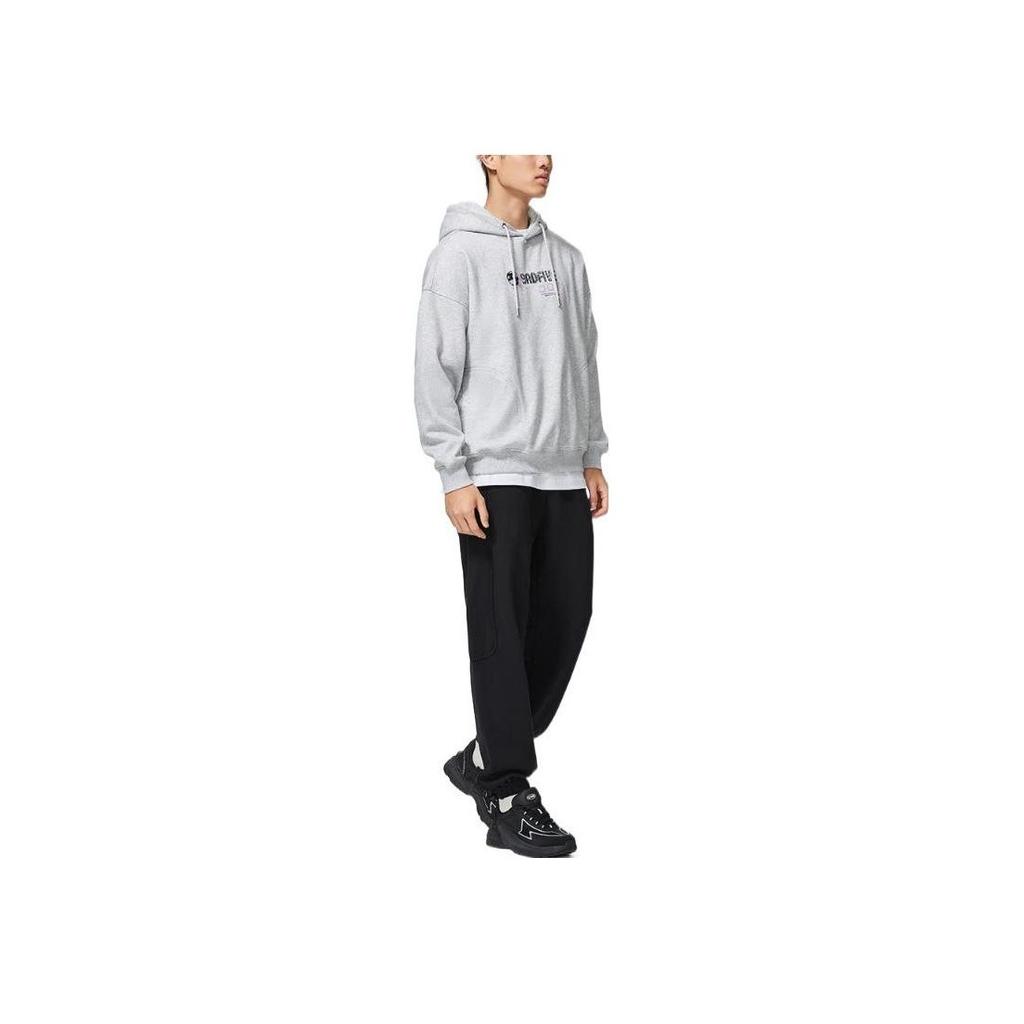 Li-Ning Solid Color Slim Fit Pullover Hoodie Men Tops Gray AWDSC09-2