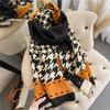 Autumn and winter new color matching thousand bird grid fashion thickened warm scarf imitation cashmere student scarf large shawl