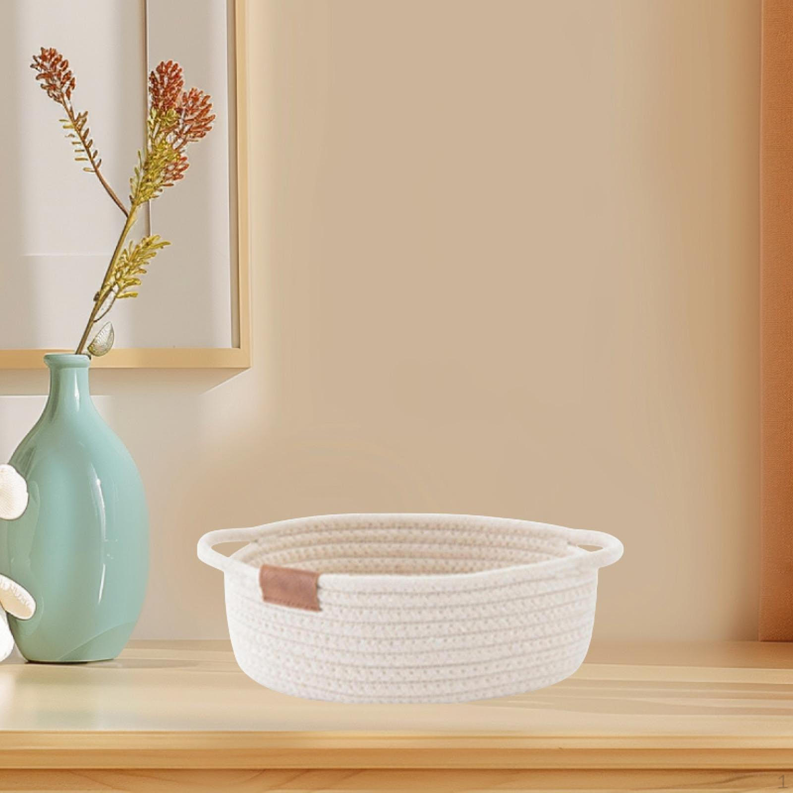 

Корзина из хлопковой веревки для организации ванной комнаты, игрушка для кошек и собак с ручками S