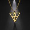 Egyptian Cross Pendant Inside Inverted Triangle Men Necklace Stainless Steel Box Chain Choker For Women Trend Jewelry Gift