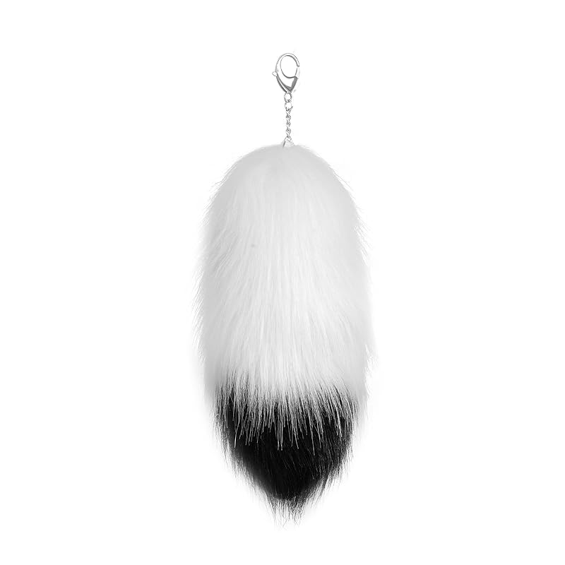

[VOOCYE] tail key ring Tail fox tail stainless steel Corrosion resistant Rust prevention tail key chain pendant bag charm cute Fluffy key decoration