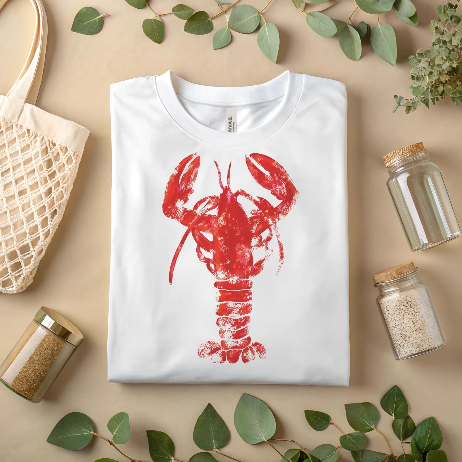Red Lobster Graphic T-Shirt Coastal Nautical Beachwear Summer Ocean Seafood A82 3XL