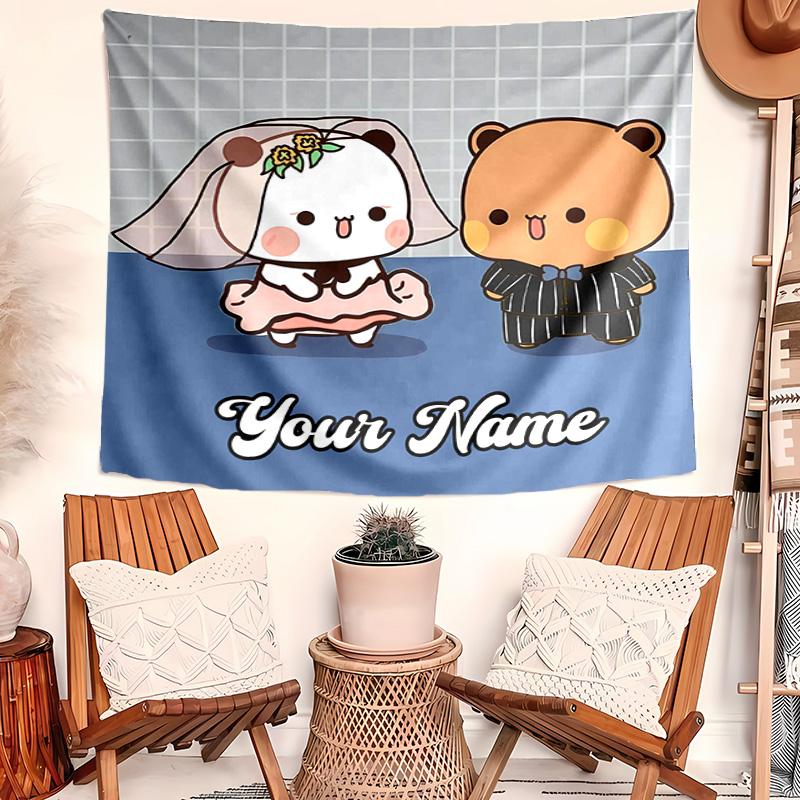 Personalized Bubu Dudu Background Tapestry,Custom Name Birthday Party,Multifunctional Wall Decoration for Home Decor,Various Occasions
