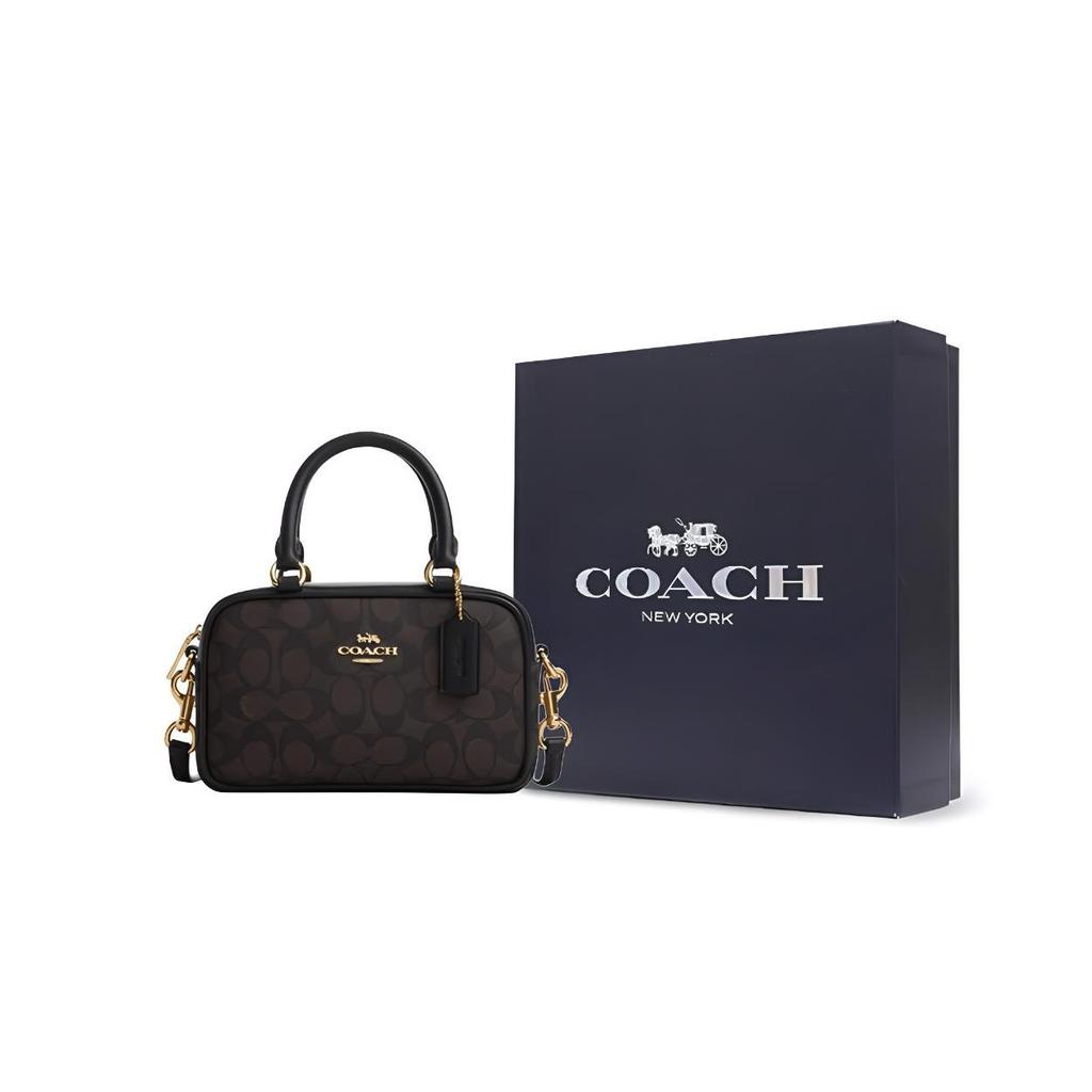 COACH SATCHEL Coated Canvas Shoulder Bag, Crossbody Bag, Handbag Small Women's Dark Brown CW197-IMXAQ