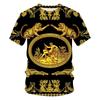 Men's Baroque Style Animal & Ornament Print Short Sleeve T-shirts Summer Round Neck Fashionable Casual Men's T-shirts