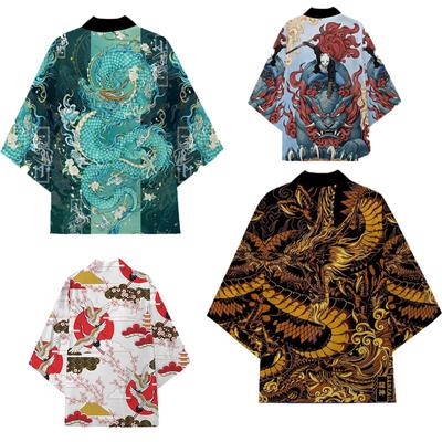 Μόδα Anime Dragon Print Cardigan Kimono Harajuku Γυναικεία Ανδρικά Yukata Γυναικεία ιαπωνικά streetwear Traditional Cosplay Haori