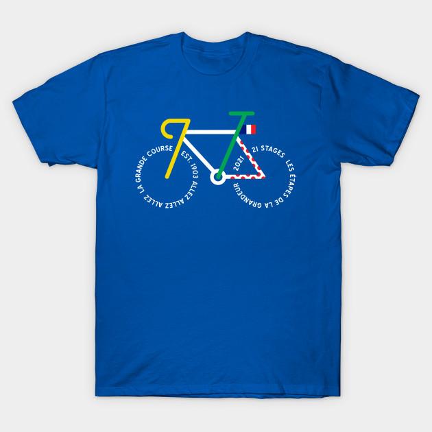 Men Black Print T-shirt Tour De France 2021 No-Cut Transfer Paper Print Cotton Tshirt 4XL королевский синий