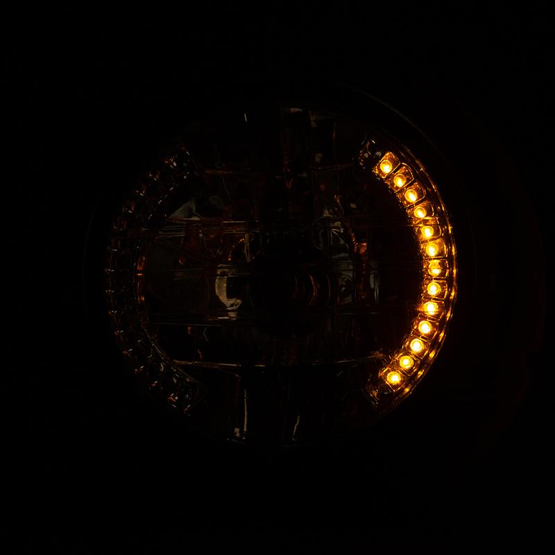 Universal 6.3'' Motorcycle Turn Signals Headlight Amber Light Bike H4 35W