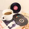Stainless Steel Placemat Coaster Retro CD Vinyl Record Model Thermal Insulation Non-slip Tray Pad Coffee Cup Pad