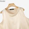 ZANZEA Women Casual Pear Splice Round Neck Loose Sleeveless Vest Tops