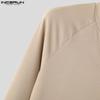 INCERUN Men V Neck Long Sleeve Rib Casual Skinny Tops T-shirts Undershirts