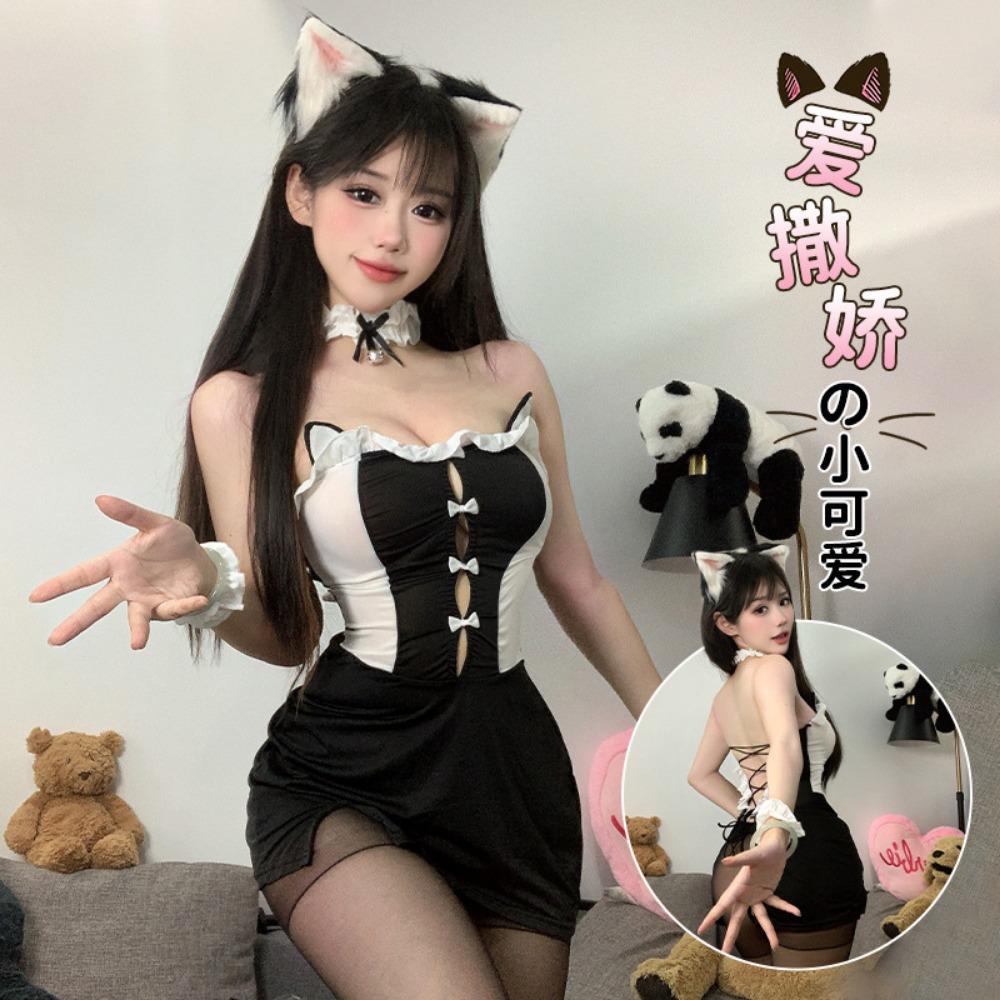 Domila Sexy Lingerie Maid Clothes Sexy Suit Pussy Girl Temptation Open Butt Free Cos Maid Clothes