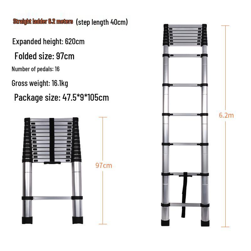 Multi-Functional Aluminum Telescopic Ladder - Herringbone Design, Foldable, Thickened for Household and Large Joint Decoration.