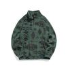 Europese Maat Koreaanse Chic Winter Retro Etnisch Geometrisch Print Casual Lange Mouw Rits Top