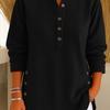 2025 European and American Autumn/Winter Solid Color V-Neck Button Long Sleeve Women's Casual Top