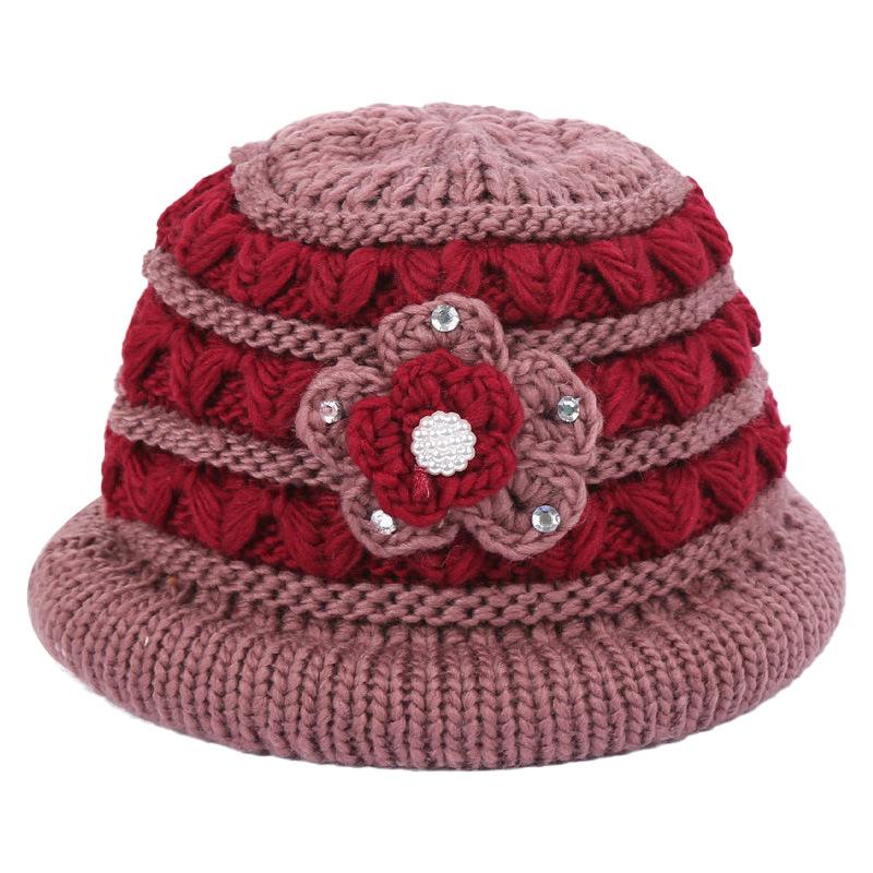 

The elderly winter hat women s grandmother mother elderly thermal hat middle-aged elderly plush wool old lady cotton hat