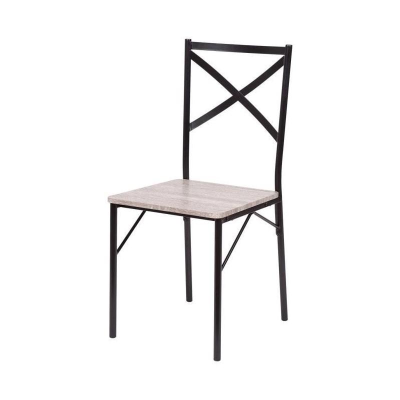 Country Table + 4 Chairs - In Mdf Pvc Finish - Gray And Black Color Ht20c205