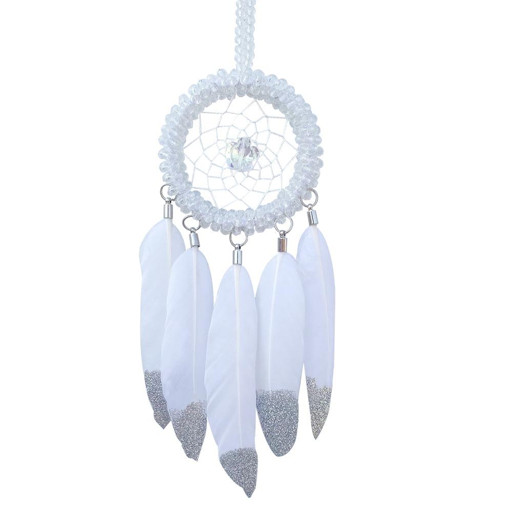 Stylish Small Dream Catcher Feather Car Accessories Car Interior White Rearview Mirror Hangings