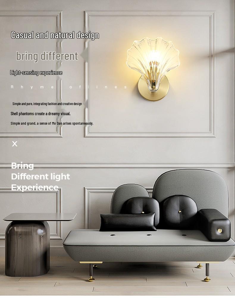 Lampada da Parete Post-Moderna di Lusso Leggero: Guscio in Vetro per Caffè Latte per Camera da Letto, Sfondo TV, Corridoio e Passaggio.