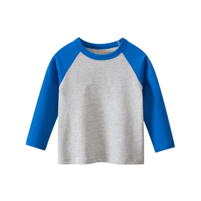 27kids 2024 Autumn Kids Long Sleeve Round Neck T-shirt - Solid Color Children's Clothing