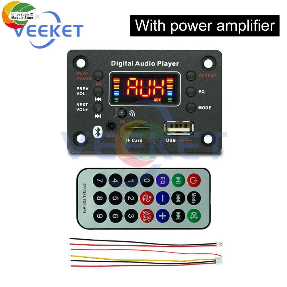 87.5-108.0MHZ DC7-25V Amplifier Board 2*40W Bluetooth 5.0 Car Mp3 Players Support For Recording and FM USB SD Audio Decode Board