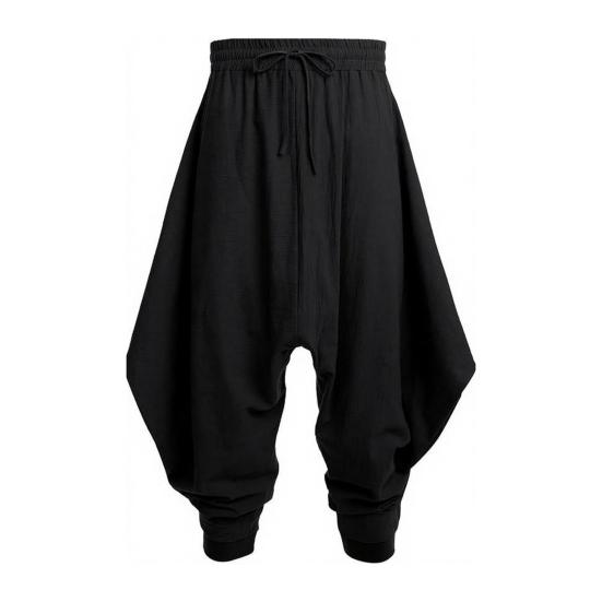 Чоловічі штани-шаровари Повсякденні з куліскою Широкі Бавовняні Вільного крою з низькою посадкою для хіпі Вуличний стиль Пляжні