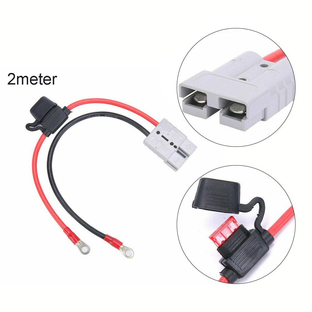 Heavy Duty 50A Battery Charging Cable with M8 Lug Terminal 2m Wire for Dual Battery and Trailer Power Wiring In RVs and Buses
