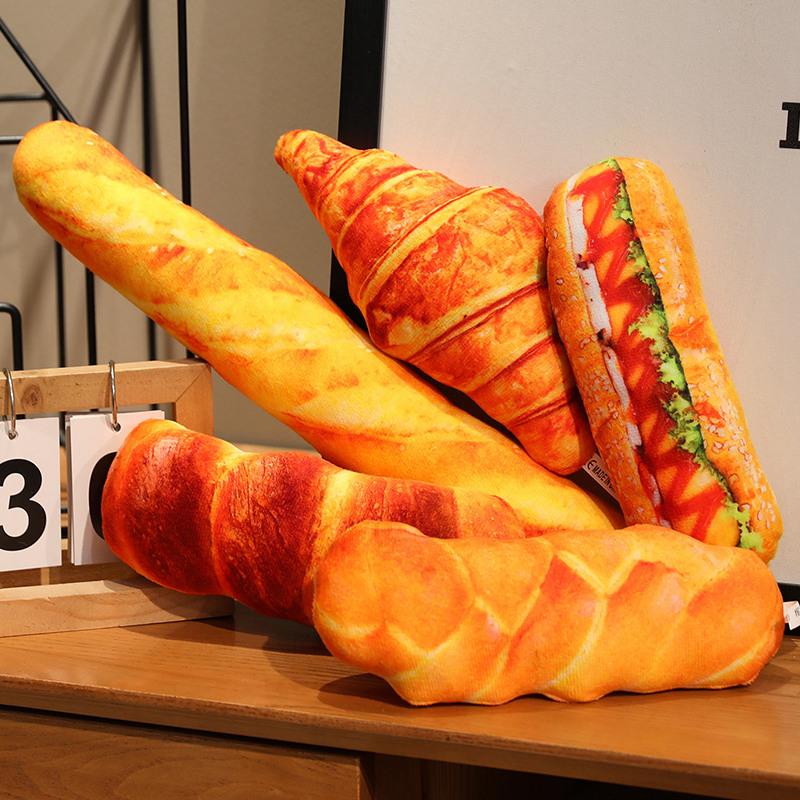 Multiple Styles Simulated Bread Plush Toy French Bread Plush Pillow Stuffed Baguette Croissant Hotdog Sleeping Companion Cushion