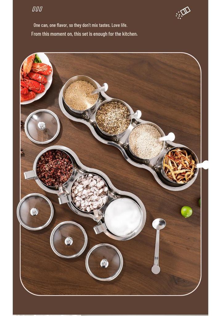 Set di barattoli per condimenti da cucina di alta gamma in acciaio inossidabile 304 - Contenitori per sale e olio al peperoncino per uso alimentare