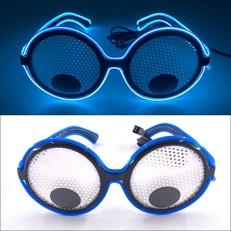 LED Lovely Eyeball Movable Glasses Neon Music Rave Fluorescent Party CHRISTMA DECOR Light Round Frame Funny Cartoon Glasses
