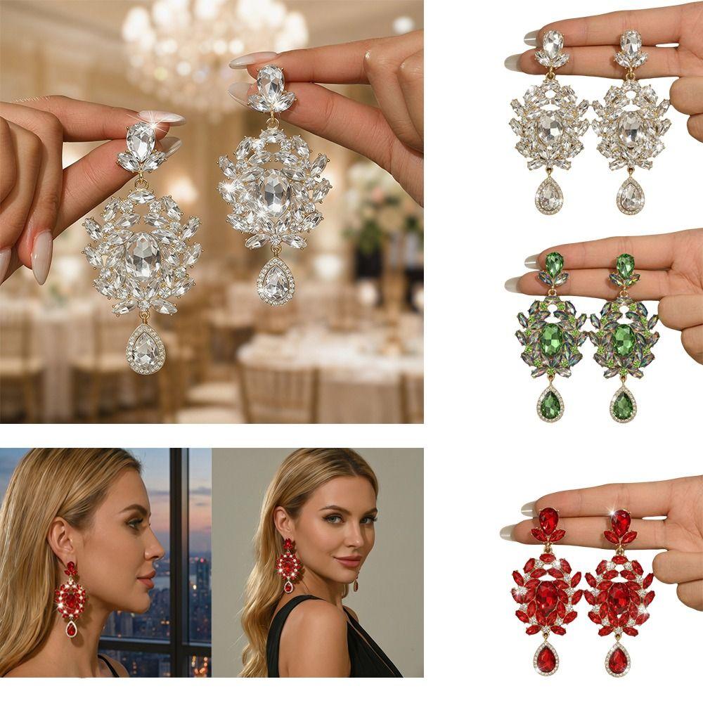 Crystal Floral Shaped Earrings Jewelry Modern Style Earrings Popular Popular Style Earrings Bride