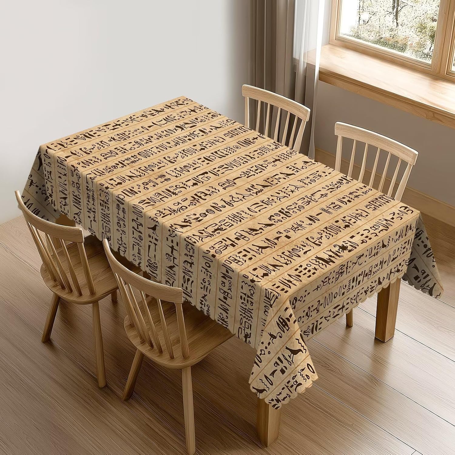 Egyptische Hiërogliefen Archeologie Geschiedenis Waterdicht Tafelkleed Tafeldecoratie Herbruikbaar Keuken Eettafelkleed Feestdecoratie 140x140cm
