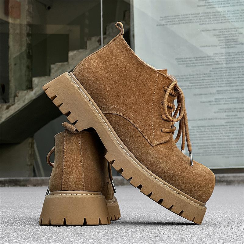 Outdoor Mountaineering Martin Boots Men's Spring New British Big Head Tooling Boots Medium Top Rhubarb Boots 1638-J