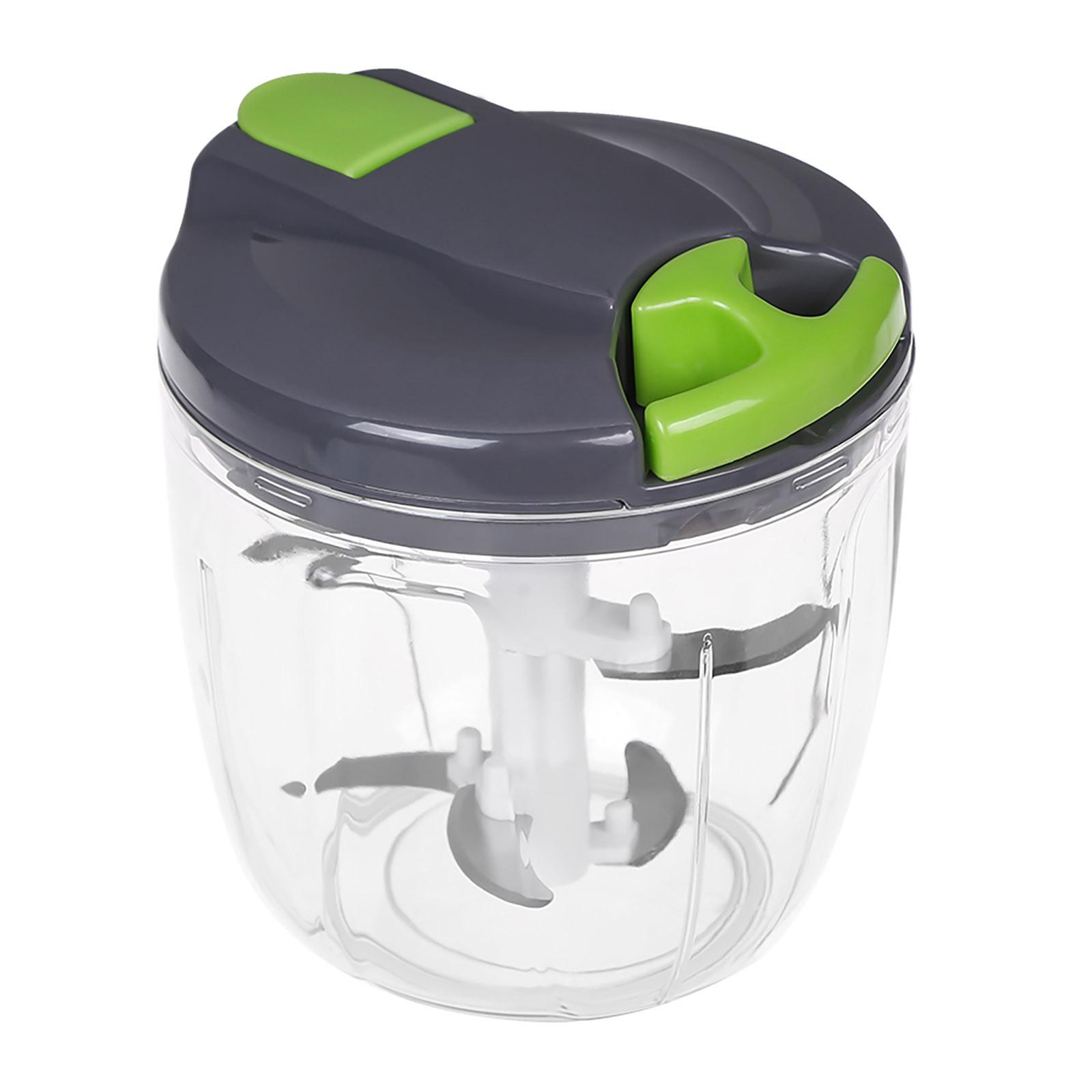

Manual Food Chopper Hand Pull Multifunctional Vegetable Cutter with Stainless Steel Blades and Removable Lid for Kitchen Use 520ML 1000ML Capacity B зелёный